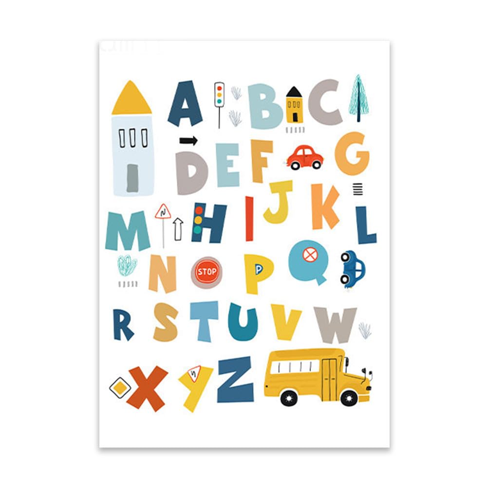 3 Laminas Personalizadas Bebe Niño 30X40CM Poster Alfabeto ABC Cuadros Habitacion Infantil Coche Lienzo Decorativo Bebe Laminas Infantiles Para Habitacion Niño Cuadros Coche sin Marco