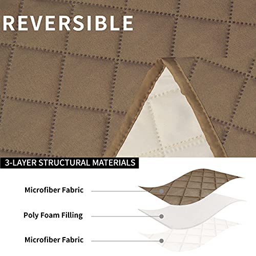 Easy-Going Loveseat Liegestuhl mit Konsole, wendbarer Couchbezug für Wohnzimmer, geteilter Sofabezug für jeden Sitz mit elastischen Bändern für Kinder, Hunde, Haustiere (2-Sitzer, Kamel/Elfenbein)