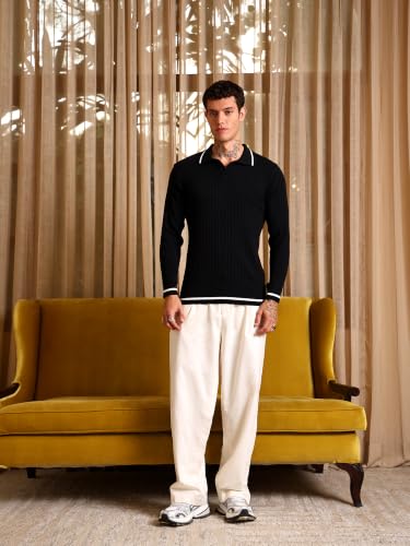 Image of Kvetoo Full Sleeve Winter Wear Woolen Collar Polo Sweater for Men