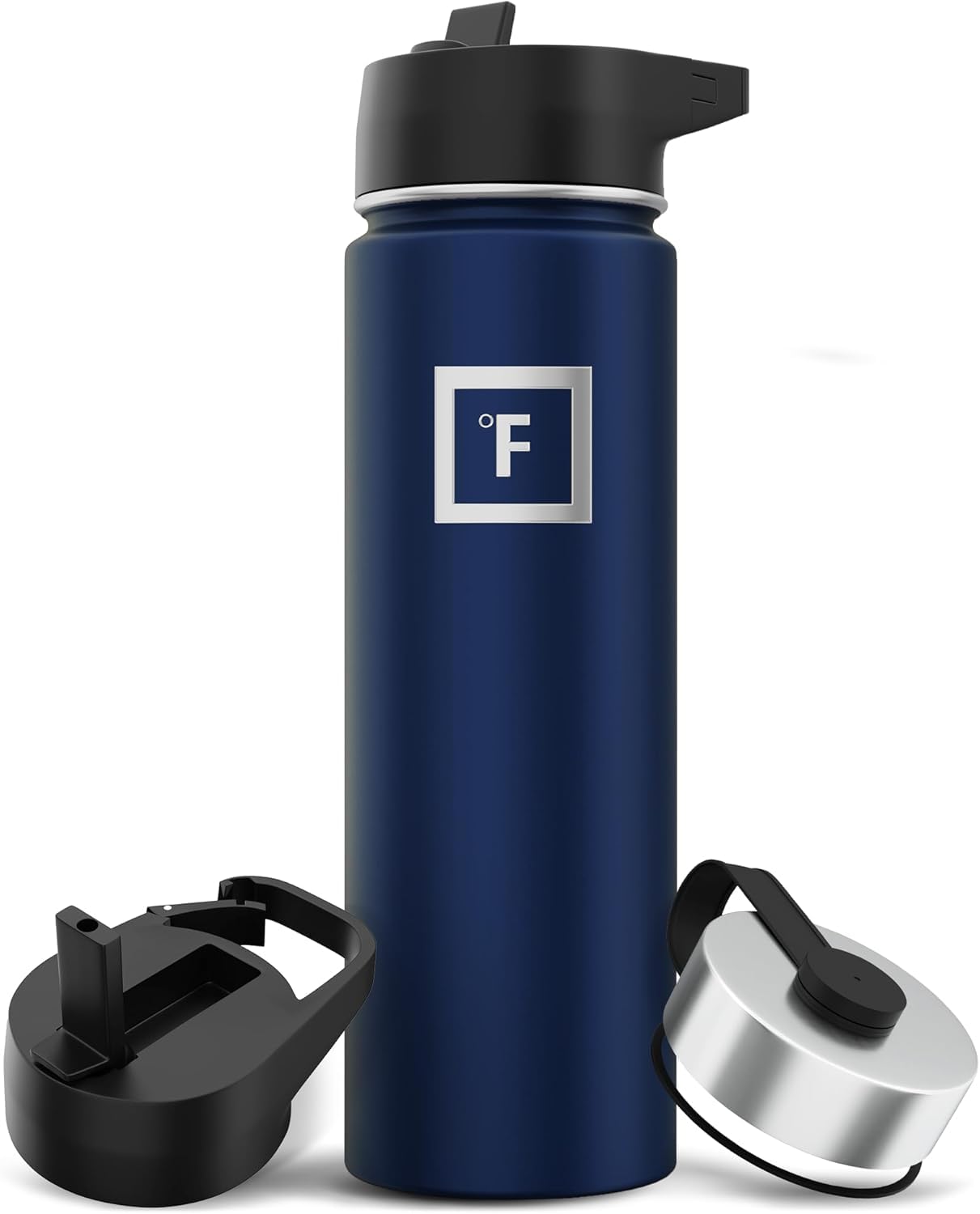 IRON °FLASK Sports Water Bottle - Wide Mouth with 3 Straw Lids - Stainless Steel Gym & Outdoor Bottles for Men, Women & Kids - Double Walled, Insulated Thermos, Metal Canteen - Twilight Blue, 22 Oz