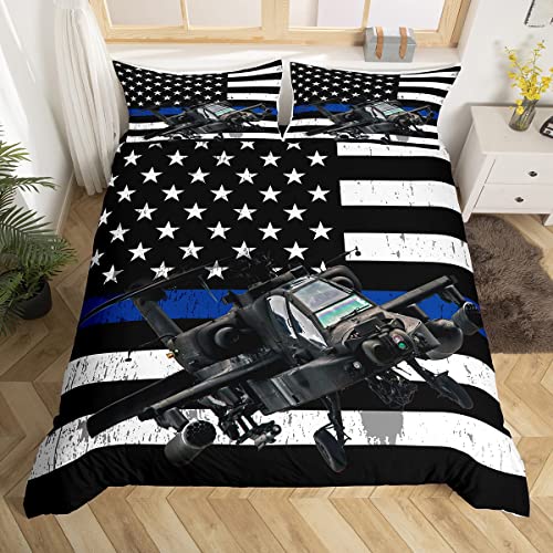 American Flag Bedding Sets Fighter Plane Comforter Cover Military Theme Duvet Cover Set For Teen Boys Adults Men Bedroom Decor Usa National Flag Airplane Bedspreads Cover 3 Pieces Queen Size #TOP5