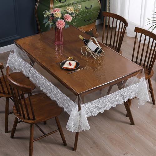 Nappe de table en vinyle PVC transparent imperméable rectangulaire
