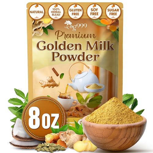 Image of TOG999, Premium 8oz Golden Milk Powder - Turmeric, Cinnamon, Ginger & Black Pepper - Natural Spice Blend for Lattes, Smoothies & Baking - Non-GMO, No Additives.