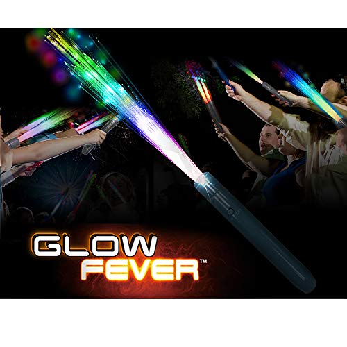 Glow Fever Light Up Fiber Optic Stick Glow Wand LED Magic Wand for Birthday Wedding Bachelorette Bridal Shower Gatsby Glow Party Supplies, 12pcs(Rainbow)