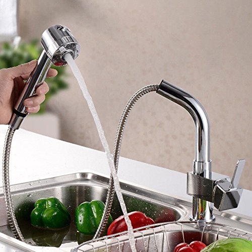 Grifo de cocina tipo de extracción vegetal lavado caliente y frío Grifo lavabo, fregadero jefe columna de agua/ducha dos grifos de salida de agua