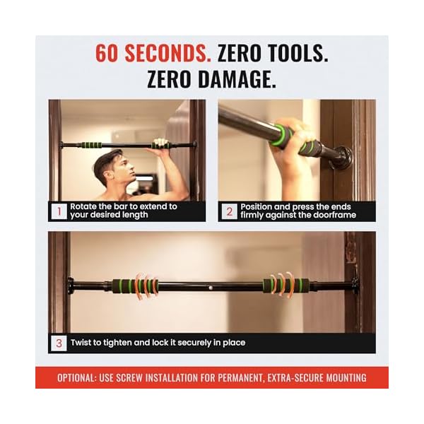 Slovic Pull Up Bar for Home for Kids & Adults [100 KG] | Anti-Skid Grip - Image 3