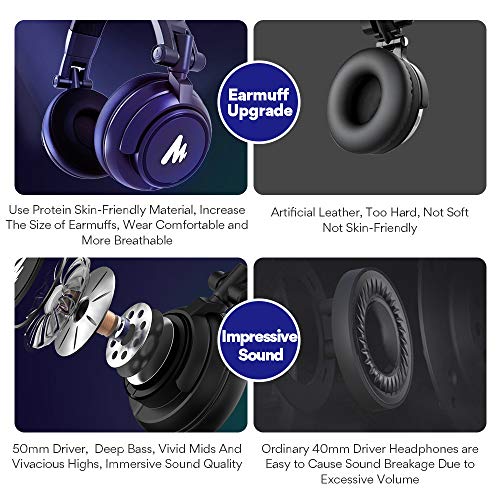 50MM Drivers Studio Hoofdtelefoon, MAONO Over Ear Stereo Monitor Gesloten Back Hoofdtelefoon voor Muziek, DJ, Podcast (Zwart) - Image 6