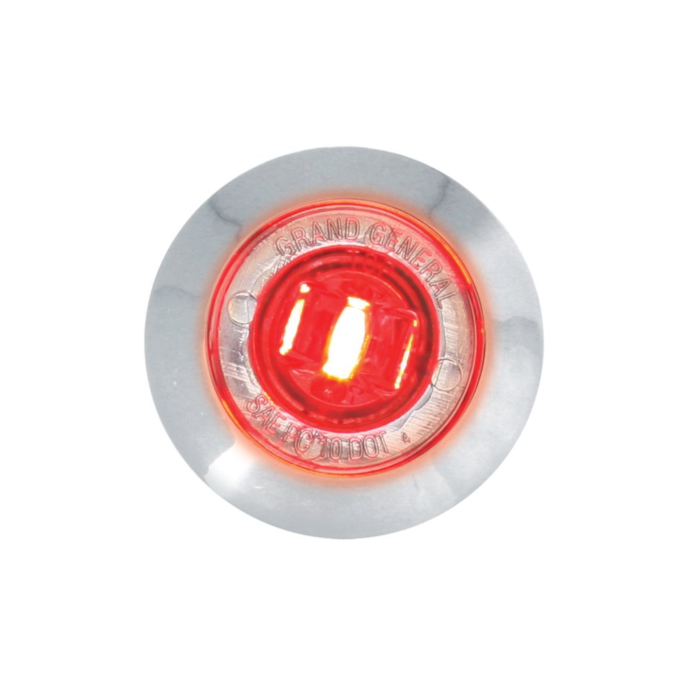Grand General 87063 Red 1" Mini Wide Angle Single LED Marker Sealed Light with Clear Lens and Chrome Plastic Bezel