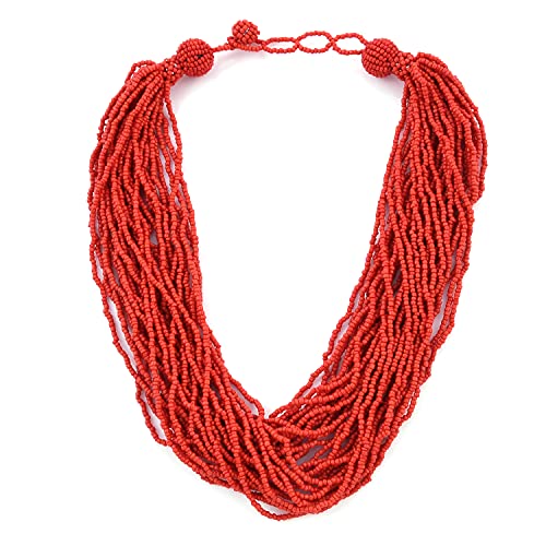 Shop LC Women Multi Strand Necklace Red Glass Seed Bead Jewelry Gifts Size 22"
