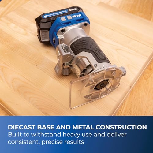 Image of Kreg 20V Ionic Drive 1 /4 Inch Trim Router, 20V Blue Ion Charger & Blue Ion 2Ah Battery Pack - Cordless Woodworking Tool - Micro-Adjustment Trim Tool - Dual LED Lights - KPTBRT025A