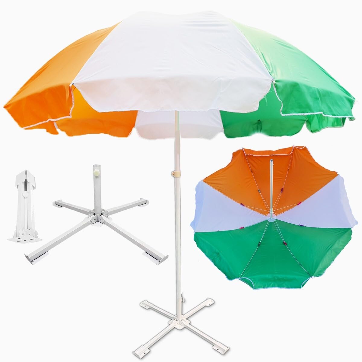 Outdoor Garden Umbrella With Stand Big Size Patio Garden Umbrella (White, Orange,Green) 7Ft-image-32