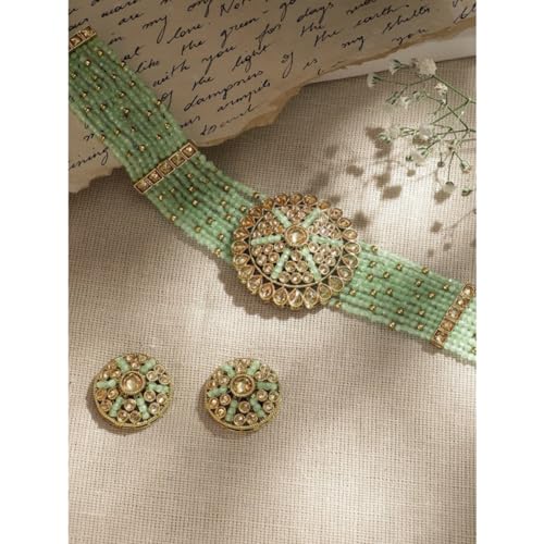 Image of Rubans Choker Necklace Set Kundan Traditional Stylish Jewellery Gift for Women & Girls
