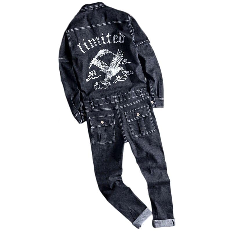 Mono de mezclilla cargo casual de manga larga con bordado para invierno 2