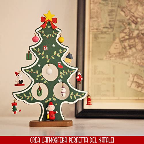 Mini Albero di Natale in Legno con 12 Differenti
