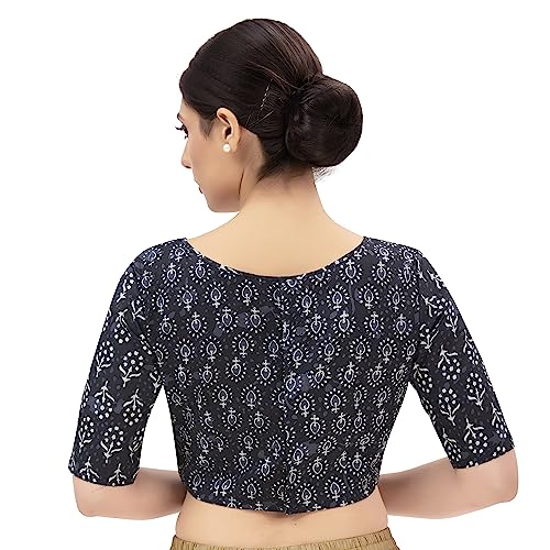 Image of Studio Shringaar Women's Cotton Floral Elbow Length Sleeves Regular Fit Blouse