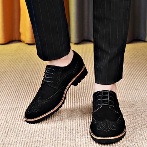Men's Brogue Wingtip Retro Oxfords Classic Leather Lace Up Cap Toe Block Heel Business Formal Dress Shoes for Wedding Party Work Shoes4