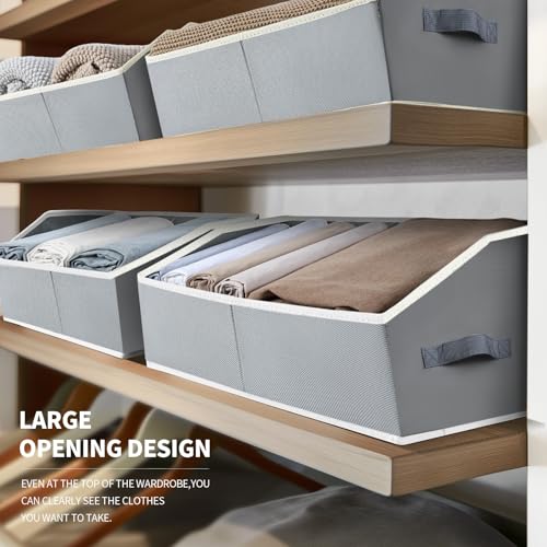 Image of Homsorout Large Storage Bins Baskets - 6 Pack Closet Storage Cubes, Fabric Baskets for Organizing, Cube Organizer Bins with Handles, Foldable Boxes for Clothes, Towels, Grey