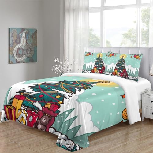 Housse de couette microfibre 220x240 avec fermeture éclair lit double 3D