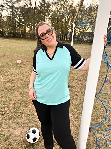 Soneven Women Striped V-Neck Golf Polo Shirt Quick Dry Lightweight Short Sleeve T-Shirts thumb #2