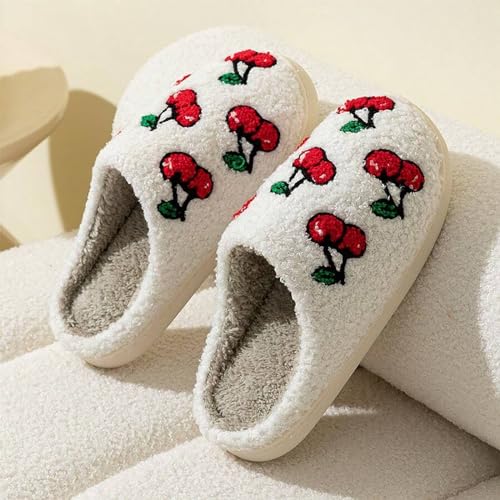 Image of Women's Men's Cute Fuzzy Heart Slippers Memory Foam Fluffy Couple Slippers Cozy House Indoor Outdoor Shoes