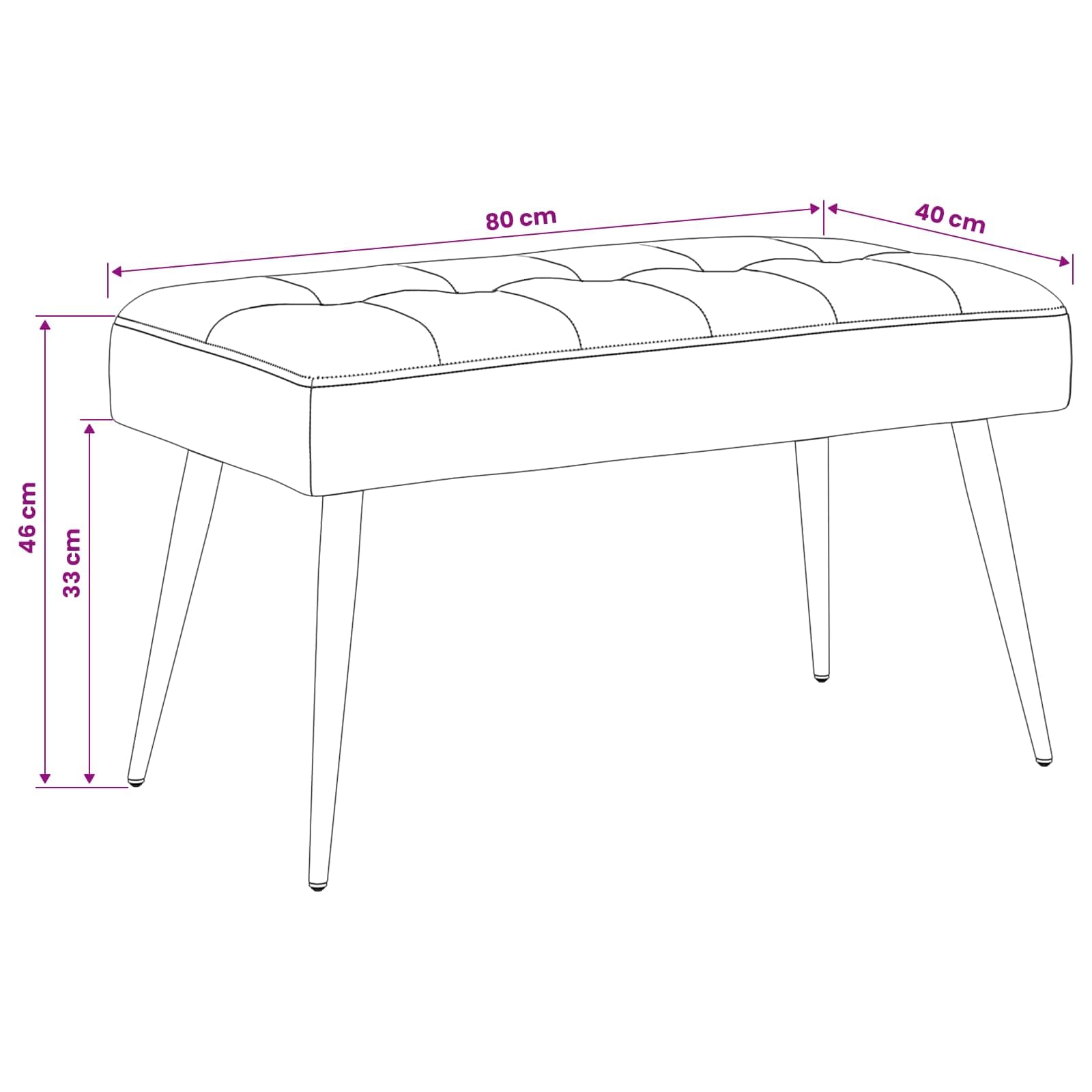 Bank mit Knopfheftung Dunkelgrün Samt Polsterbank 80 x 40 x 46 cm mit Metallbeinen für Flur Schlafzimmer Wohnzimmer Esszimmer als Garderobenbank und Schuhbank