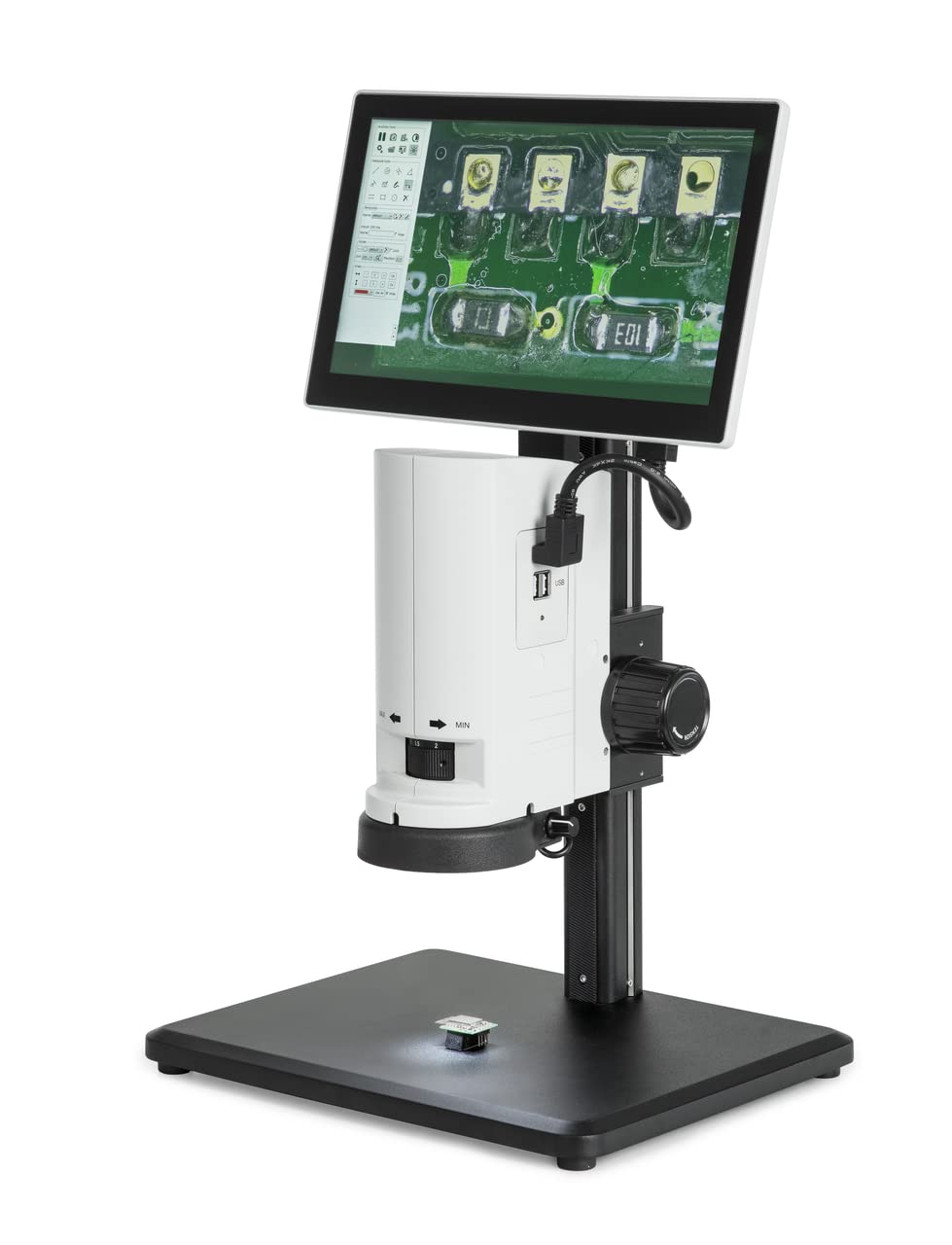 KERN& SOHN OIV 254 Video Microscope with LED Illumination, Black Metal Body, 0.7x-5x Magnification