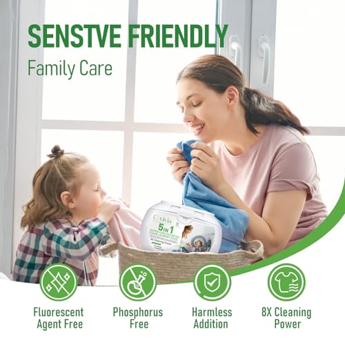 5 in 1 Laundry Detergent Pods, Ultra Concentrated Laundry Pacs, HE Compatible Liquid Laundry Soap,Scent Beads New Formula & Fresh Scent Laundry Detergent, Works in Cold & Hot Water — view 6