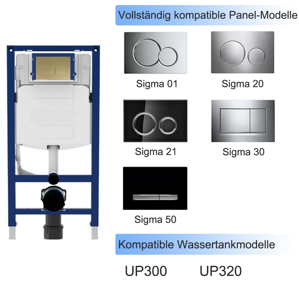 Piastra per WC compatibile con Geberit Sigma, UP300 & UP320 Serie, doppio risciacquo (oro)
