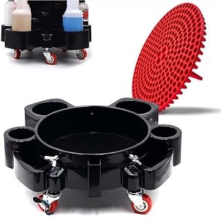 Rolling Bucket Dolly with Grit Trap,5 Gallon Rolling Bucket Dolly with 5 Rolling Swivel Casters to Move 360 Degree Turning for Car Washing Detailing Smoother Maneuvering