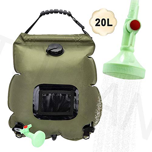 Camping Shower Bag,5 gallons/20L Solar Shower Bag with Removable Hose and On-Off Switchable,Shower