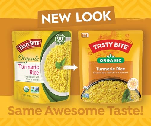 Image of Tasty Bite Organic Turmeric Rice, 8.8 Ounce, Pack of 6, Ready to Eat, Microwavable, Vegetarian, Gluten-Free