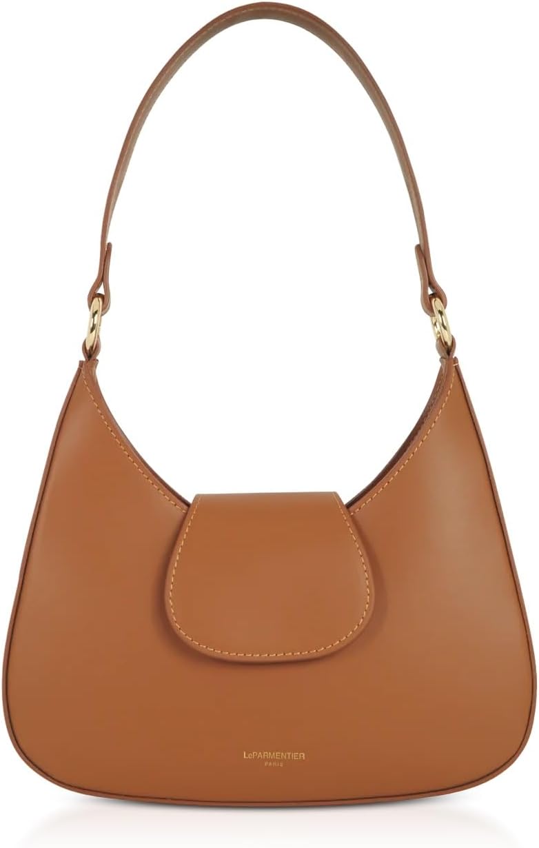 LeParmentier Obolo Shoulder Bag, Genuine Italian Calf Leather, 11 x 9.8 inches