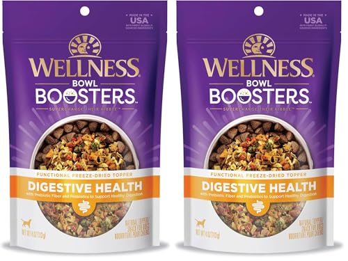 Image of Wellness Bowl Boosters, Dog Food Topper for Small, Medium, & Large Breeds, Grain Free, Natural, Freeze Dried, Digestive Health Chicken, 4 Ounce Bag (Pack of 2)