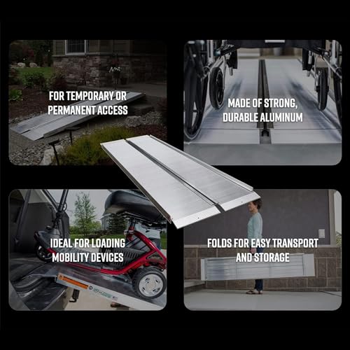 EZ-ACCESS SUITCASE 8 Feet by 30 Inches Portable Singlefold Ramp w/Ergonomic Handles, Extruded Tread, and Self Adjusting Bottom Transition Plates - Thumbnail 5