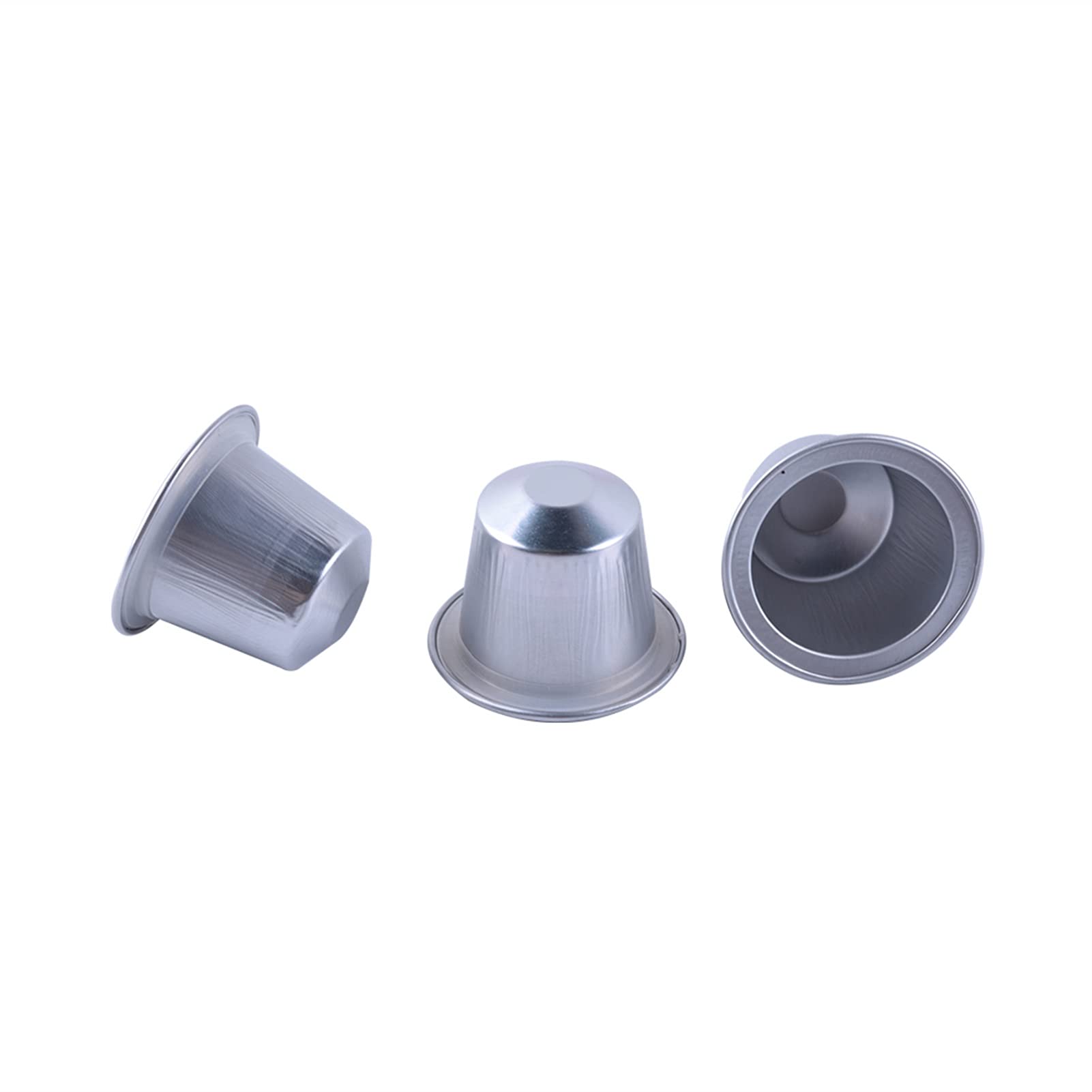 100 cápsulas de café de aluminio duraderas para Nespresso con tapas autoadhesivas, accesorios de cápsulas plateadas