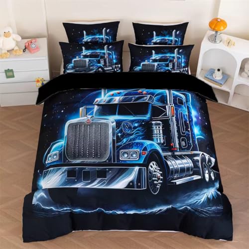 ZHDEDSP 3D Bettbezug Set mit LKW-Motiv, Mikrofaser, 135 x 200 cm, 2-teilig
