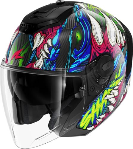 SHARK, Casco Moto Jet RS JET CARBON SHAYTAN Black Green Violet KGV, L