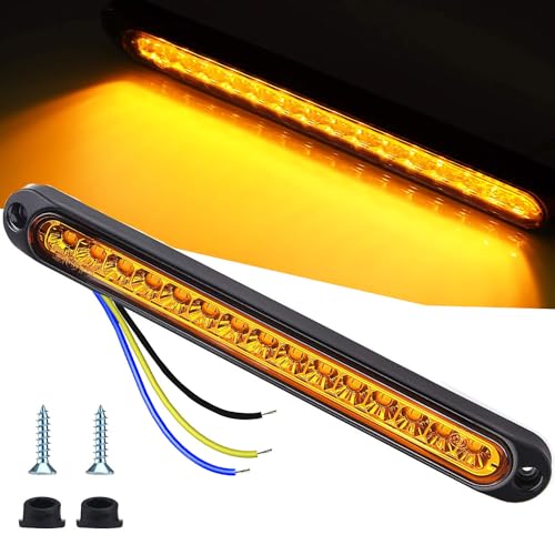 VISSQH 15-LED Rücklicht Bar, Gelb, 12V-24V, Stoßfest, Wasserdicht, Staubdicht, Auto, LKW, Van, Bus, RV, UTV, Motorrad, Schneemobil, Boot, Traktor, ATV, Golfwagen, Fahrrad
