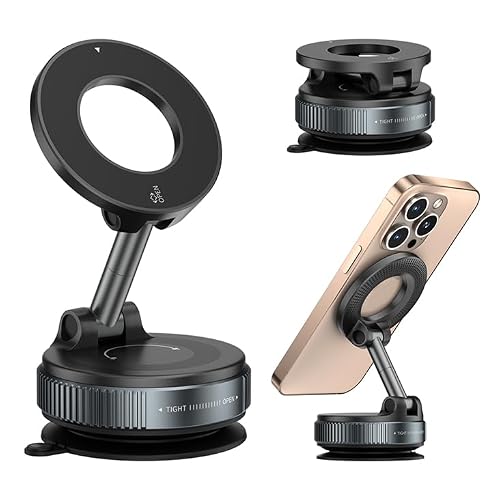 GDSMART Upgraded Handyhalterung Auto Magnet für MagSafe Autohalterung mit Starker Vakuum-Saugnapf - 360° Einstellbar, Faltbar und kompatibel mit iPhone, Android & Allen Smartphones