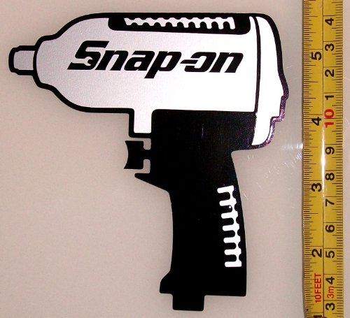 Snap On Impact Gun - Silver Metallic on Black HQ Vinyl Sticker Decals! One Item at 4.5in x 4.7in