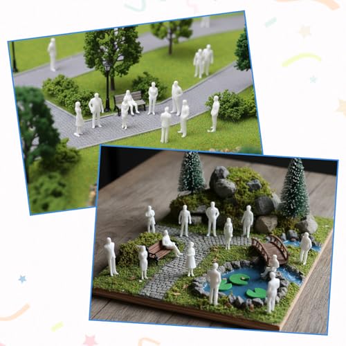 Sibba 50 Unbemalte Miniatur Figuren für Modellbau 1:50 Maßstab Miniatur Menschen Stehende und Sitzende Kleine Figuren für MiniaturSzenen, Kreativität inspirieren
