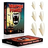 Vampire Teeth Fangs Kids Adults: 3 Sizes Realistic Vampire Fangs for Cosplay Halloween Vampire Costume Makeup Accessories Women Men Fake Fangs Teeth, Plastic Werewolf Teeth with Adhesive Party Favors