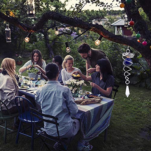 Gnimup 6 Inch Gazing Ball Stainless Steel Spiral Tail Decorative Wind Spinner, Stainless Steel Sun Catcher With Hanging Swivel Hook For Garden Decorations Outdoor Hanging (Blue) #TOP4