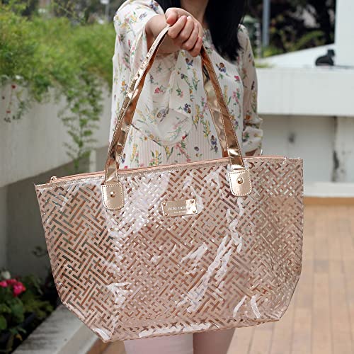 Bolsa de Ombro Transparente Diamantes Jacki Design Dourado