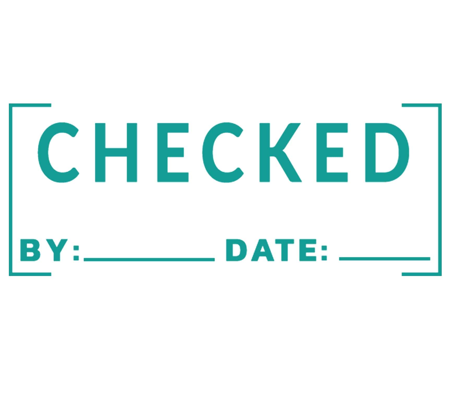 Printtoo Checked By Date Self Inking Rubber Stamp Pre-Inked Office Stamp- Home Office Business Stationery, 47 x 20 mm Green