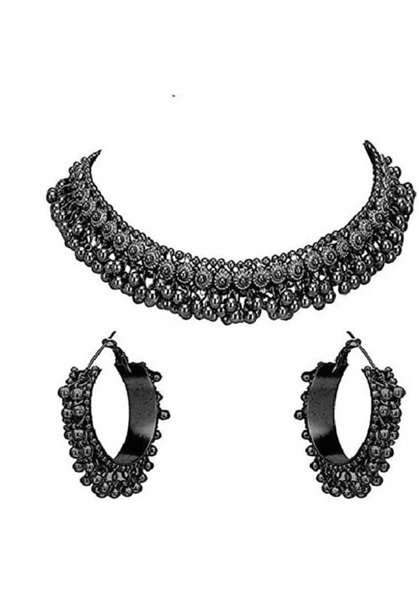 Handicraft shop 369German Oxidised Silver Jewellery Banjara Afghani Stylish Antique Black Ghungroo Choker Necklace for Women black (B09NHV3W5J) Amazon Price History, Amazon Price Tracker