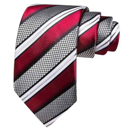 Image of Barry.Wang Mens Tie Set Plaid Check Neckties Formal Business Wedding Luxury Pocket Square Cufflinks