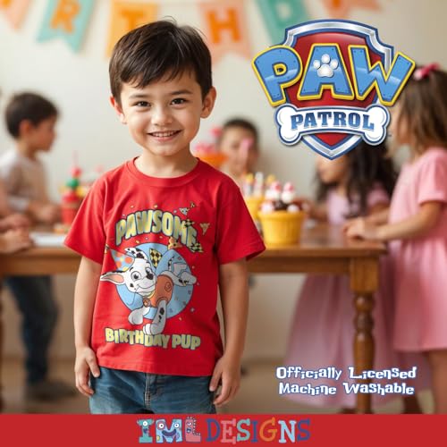 Nickelodeon Paw Patrol Kids Birthday T-Shirt - Short Sleeve Graphic Birthday Party Tee for Kids and Toddlers3