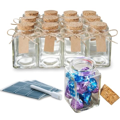 Lot de 12 petites bouteilles en verre - En forme de bouteille de lait - 100 ml - Avec couvercles en liège - Pour travaux manuels, bougies, mariage
