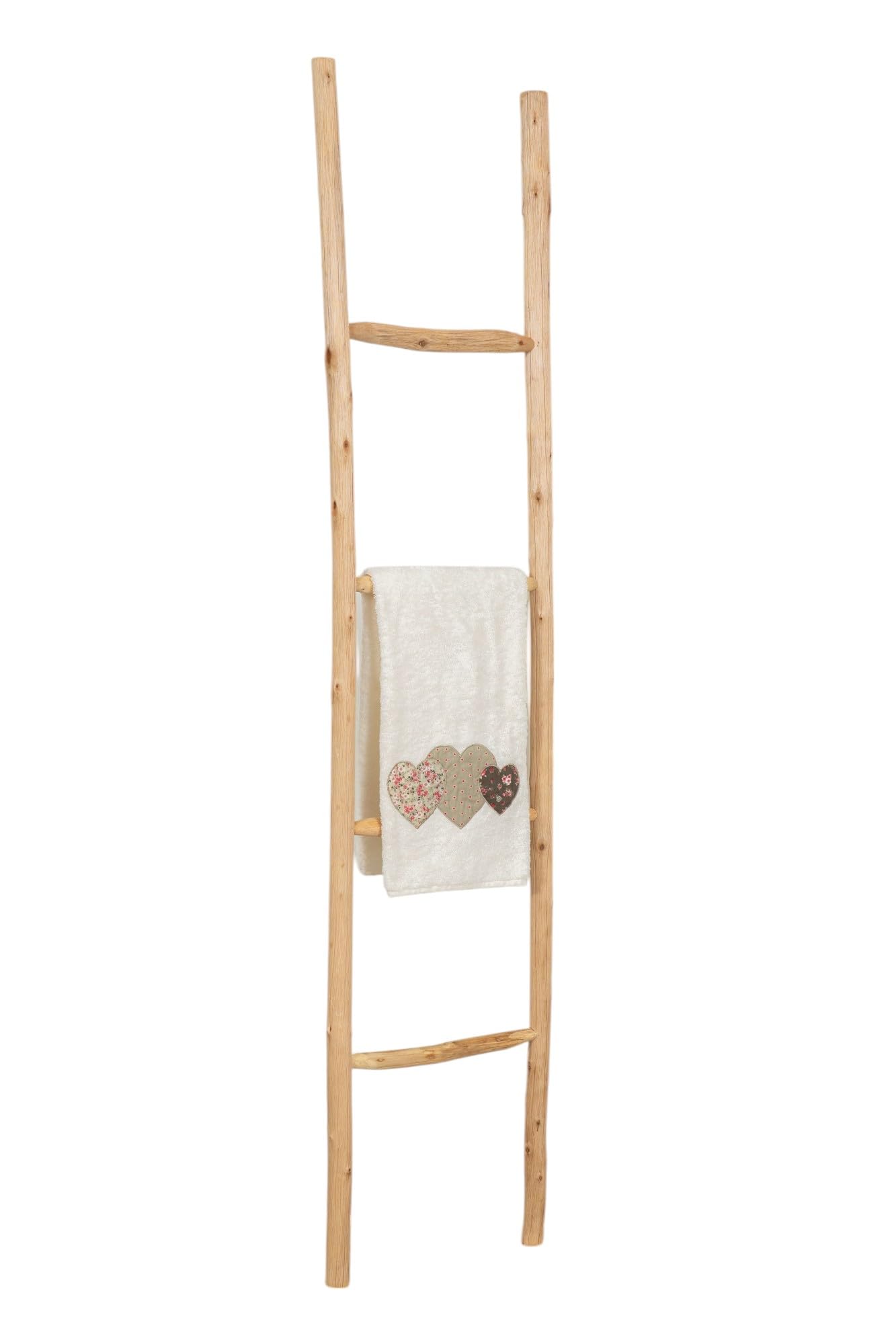 Biscottini Escabeau porte-serviettes de bain 170 x 4 x 37 cm - Escalier décoratif en bois - Escalier porte-serviettes - Escalier en bois porte-serviettes mural en métal, Bambu